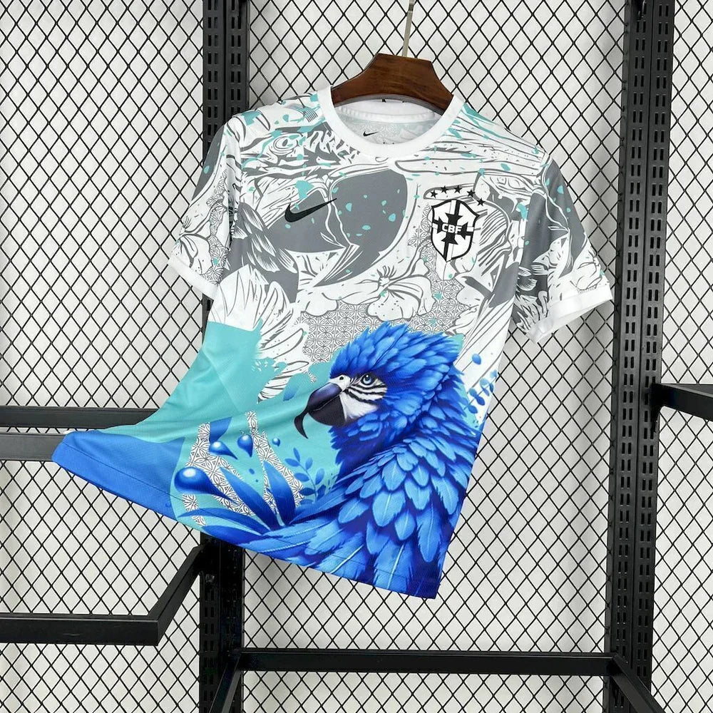 Maillot Brésil Concept Perroquet bleu et blanc 24/25